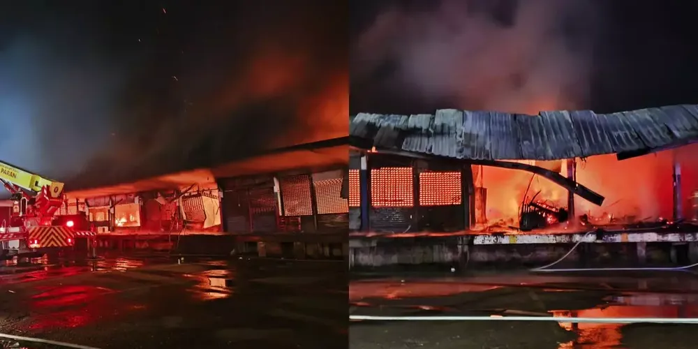 Ao menos 40 boxes de um pavilhão do Ceasa foram destruídos pelo incêndio