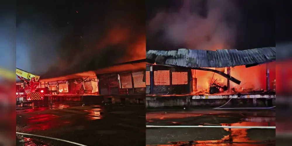 Ao menos 40 boxes de um pavilhão do Ceasa foram destruídos pelo incêndio