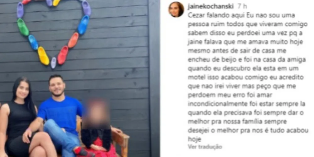 Mensagem foi postada na rede social da vítima