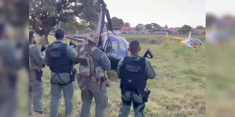 Perseguição de helicóptero: Falcão da PM ajuda PF a interceptar aeronave com 243 kg de cocaína