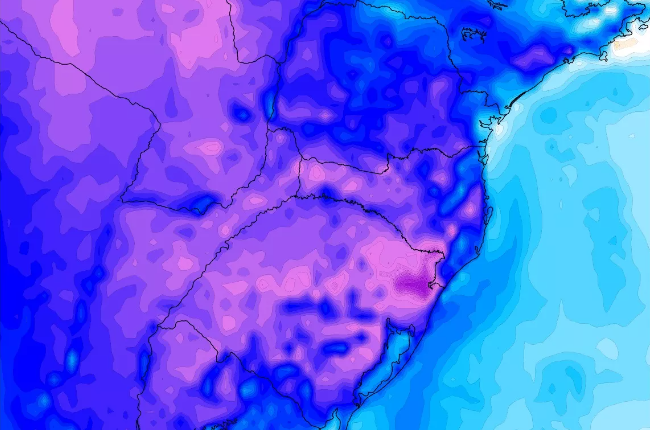 Massa de ar frio predomina sobre a região Sul