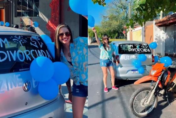 Thalia decorou seu carro para comemorar a conquista