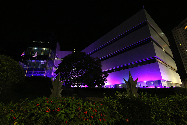 A iluminação de prédios públicos e monumentos é uma forma de chamar atenção para a fibrose cística.