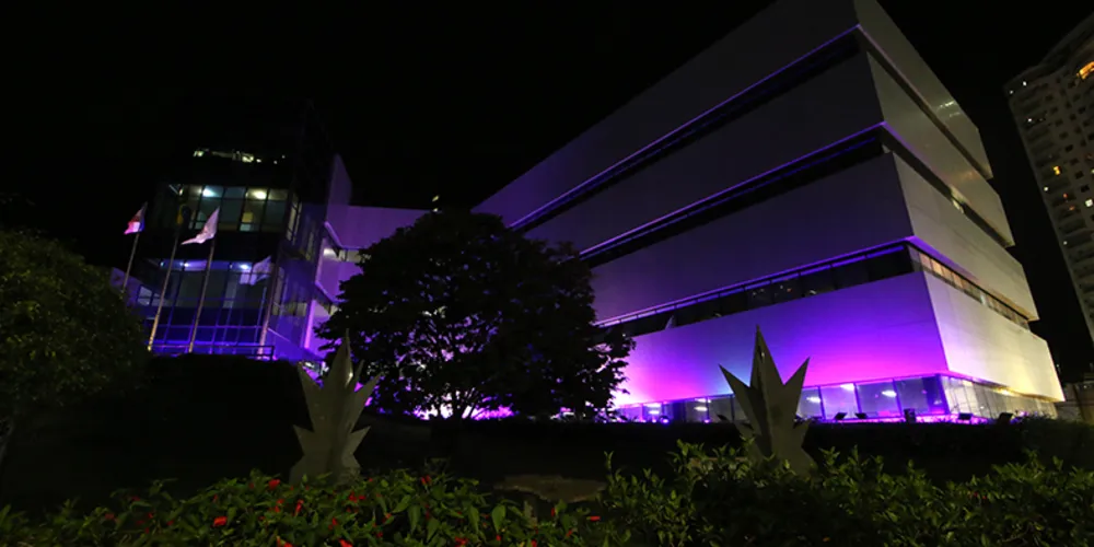 A iluminação de prédios públicos e monumentos é uma forma de chamar atenção para a fibrose cística.