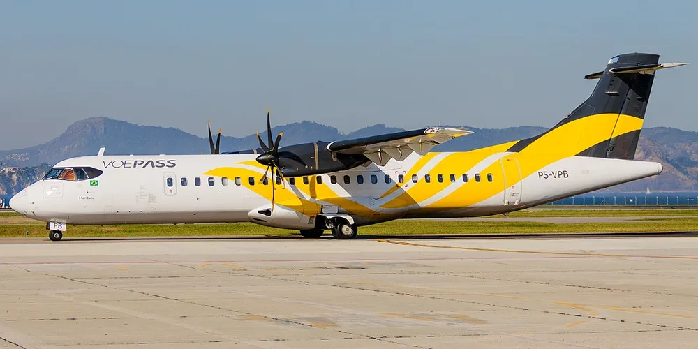 Aeronave modelo ATR-72-212A com prefixo PS-VPB