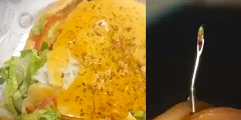 Agulha de injeção foi localizada dentro de um sanduíche