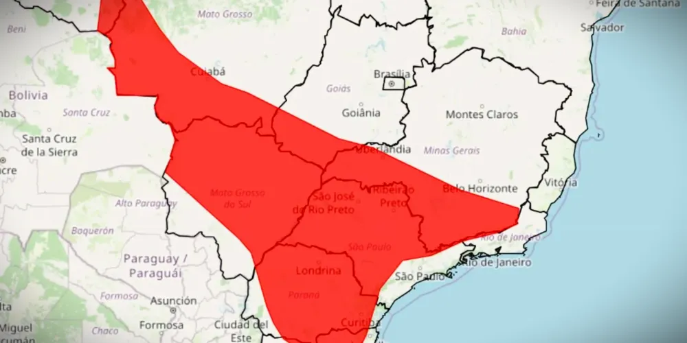 Alerta foi emitido pelo Instituto Nacional de Meteorologia