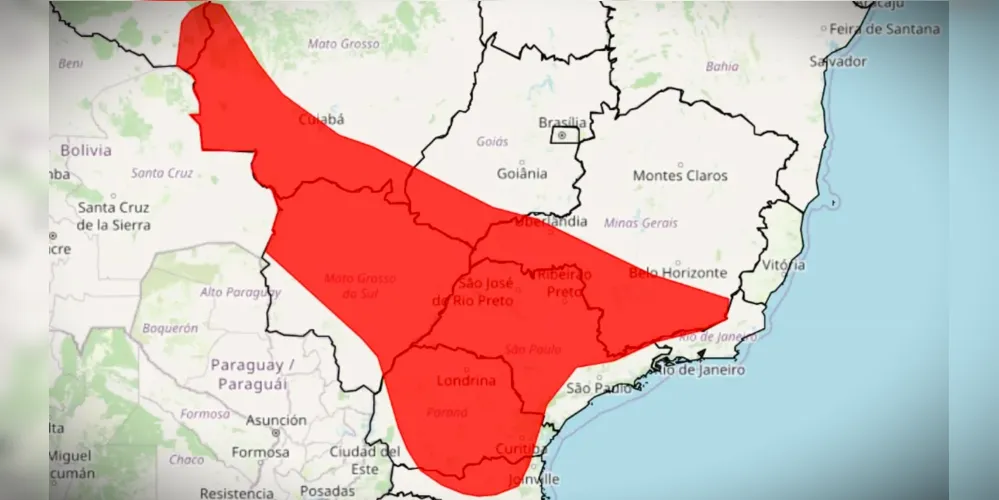 Alerta foi emitido pelo Instituto Nacional de Meteorologia