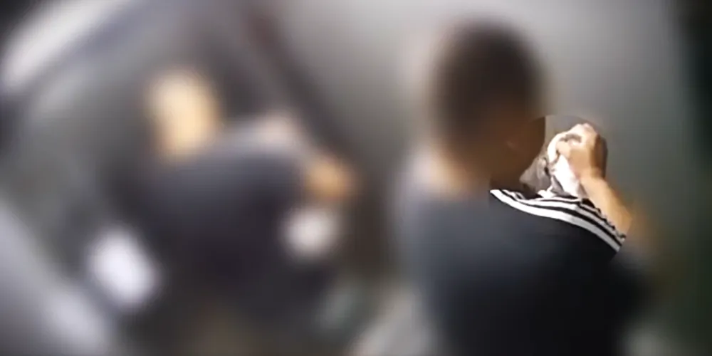 Câmera de um elevador flagrou as agressões contra o cachorro