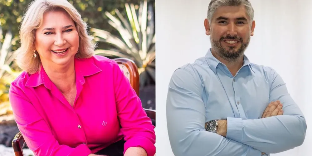 Professora Heloisa (à esquerda) e o atual prefeito de Candido de Abreu, Renan Romanichen, disputam o Executivo