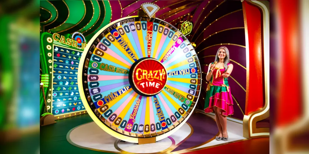 Crazy Time é um game show ao vivo com uma roda com 54 segmentos