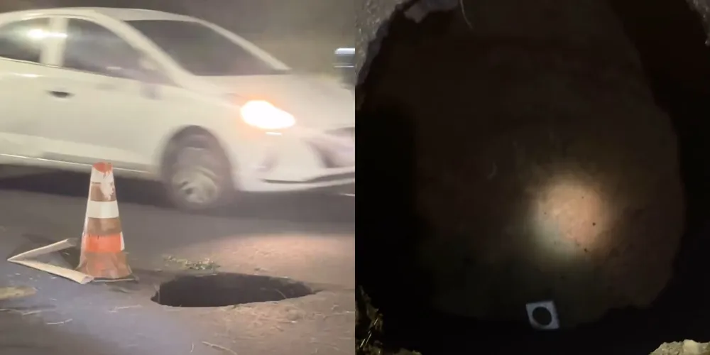 Veículos se arriscam ao passar pelo local