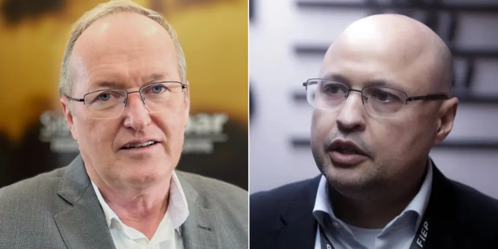 José Roberto Ricken, presidente do Sistema Ocepar (esquerda), e Edson Vasconcelos, presidente do Sistema Fiep (direita)