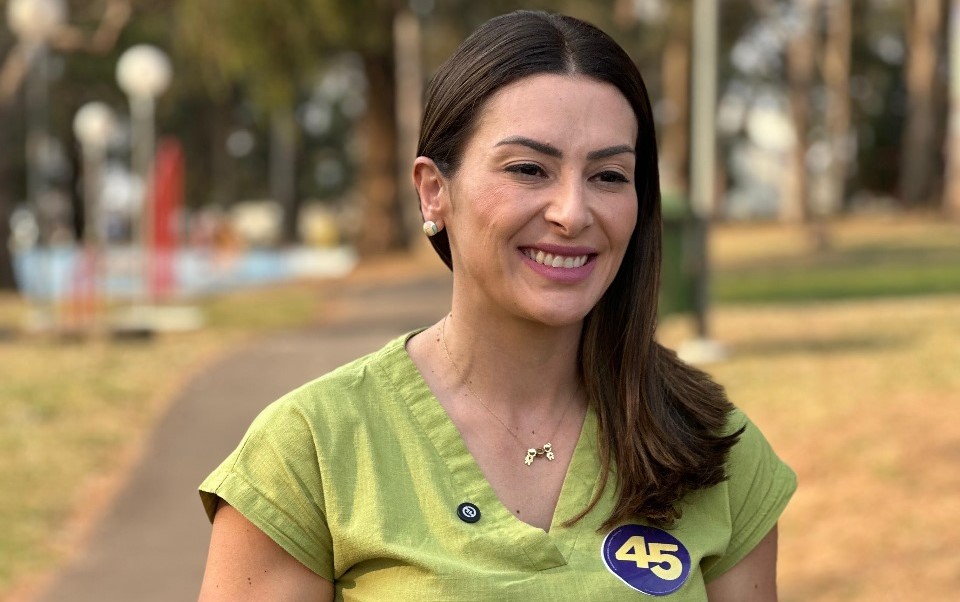 Mabel Canto (PSDB) durante gravação de material de campanha