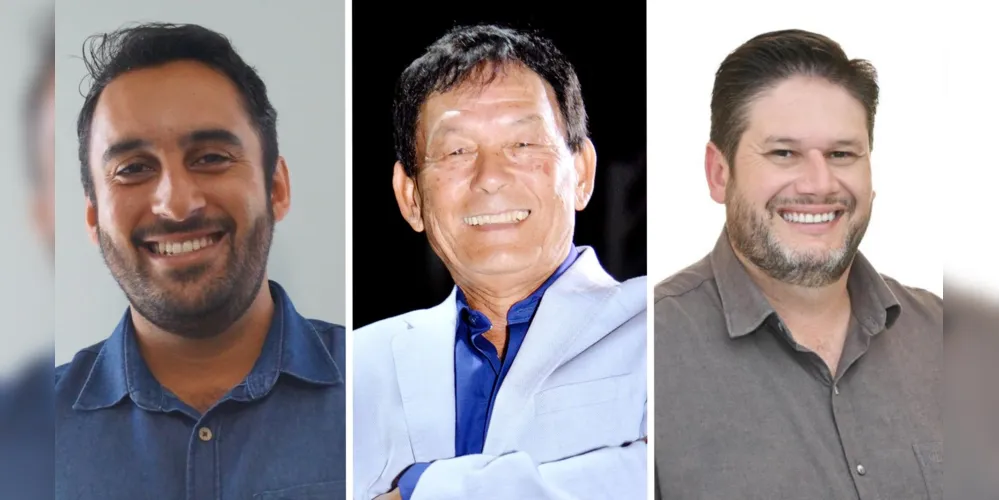 Lucas Machado (à esquerda), Chogo Fukuda (centro) e Ricardo Hornung (à direita) disputarão à Prefeitura