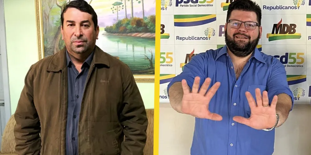 Orli de Cristo (à esquerda) que chegou a ser vice de Idir Treviso, falecido em 2023, terá como um dos concorrentes Clayton Treviso (à direita), filho de Idir