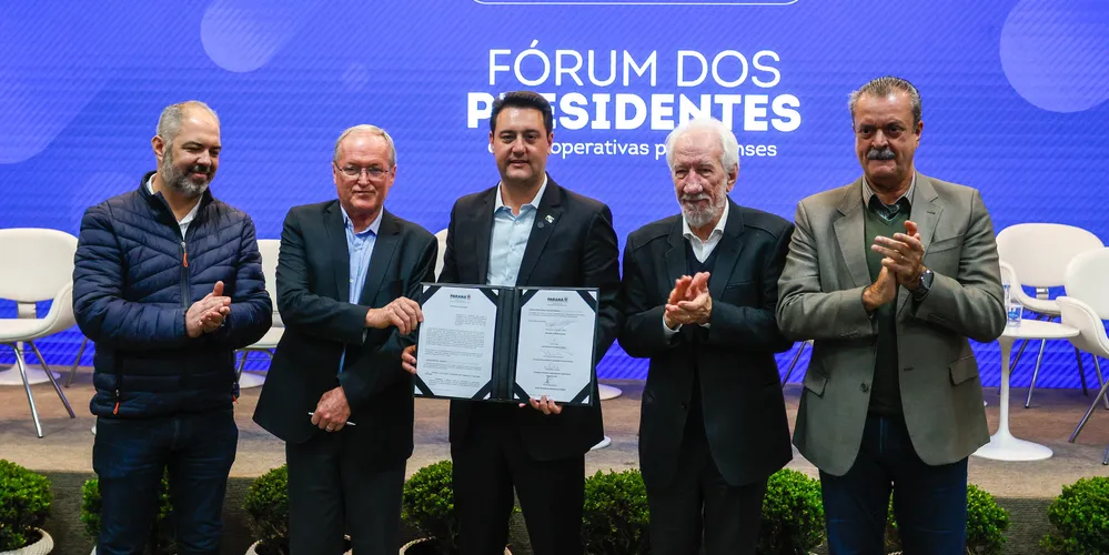 O governador Carlos Massa Ratinho Junior participou nesta terça-feira (29) do Fórum dos Presidentes das Cooperativas Paranaenses, promovido pelo Sistema Ocepar
