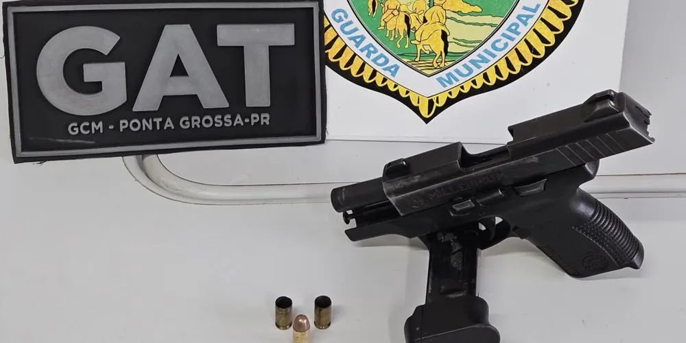 Pistola e munição foram encontrados no interior do veículo