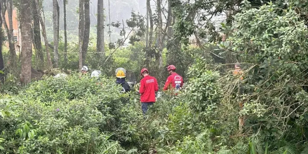 O acidente aconteceu próximo a um aeroporto e em uma área de matagal