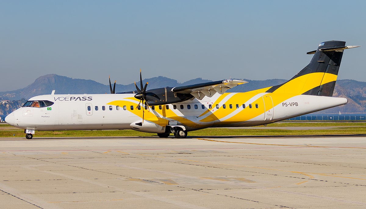 Aeronave modelo ATR-72-212A com prefixo PS-VPB