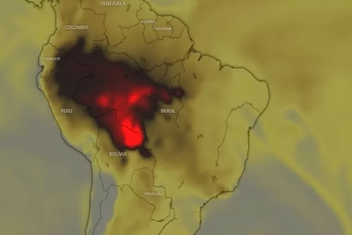 A mancha foi captada pelo satélite Copernicus