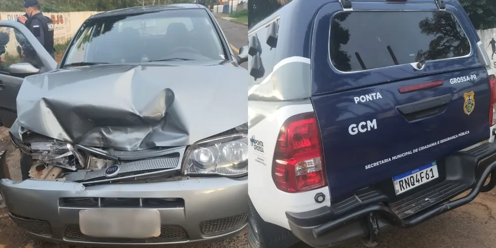 Colisão entre carro e viatura ocorreu na Rua Euzébio de Queiroz, em Uvaranas