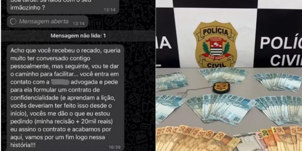 Homem foi preso em flagrante por extorsão após exigir dinheiro de ex-patrão em Santos (SP)