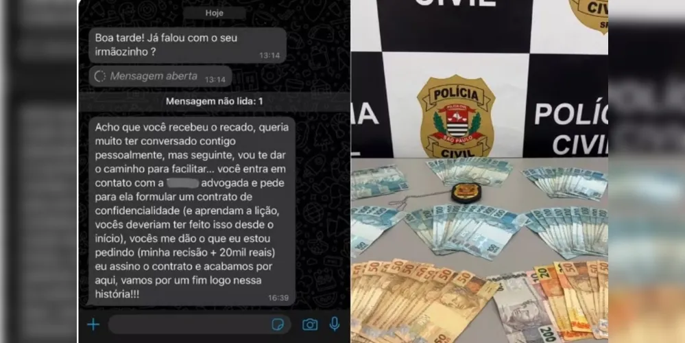 Homem foi preso em flagrante por extorsão após exigir dinheiro de ex-patrão em Santos (SP)