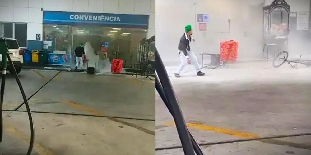 Ação do frentista foi filmada por populares que estavam no local