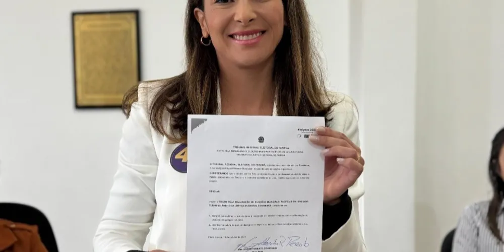 Mabel Canto (PSDB) adere "Pacto das Eleições 2024: No caminho da Paz", em Fórum Eleitoral de Ponta Grossa