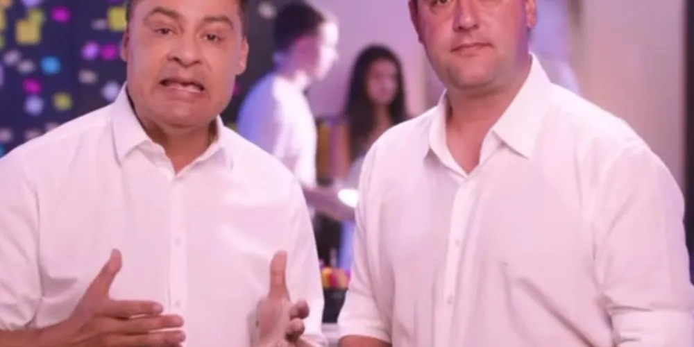 Marcelo Rangel ao lado de Ratinho Junior em anúncio feito nas redes sociais