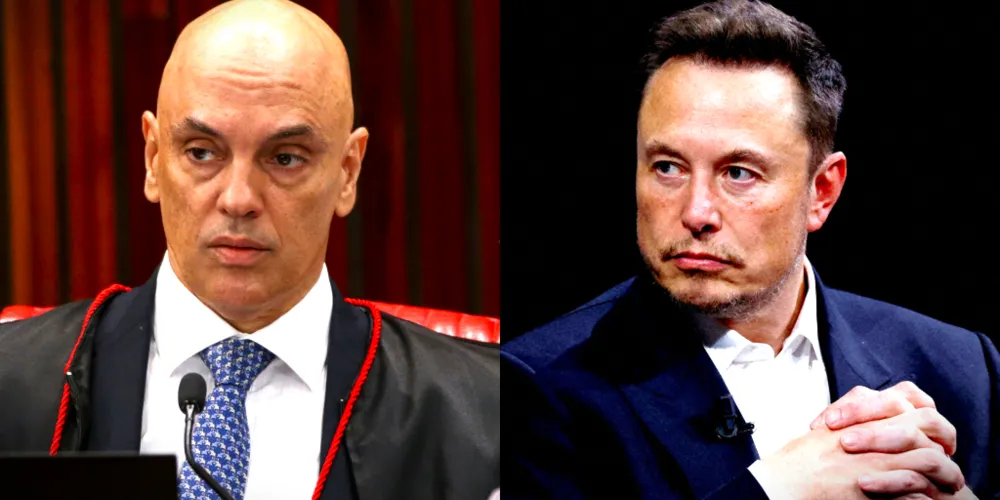 Alexandre de Moraes e Elon Musk, dono do 'X'