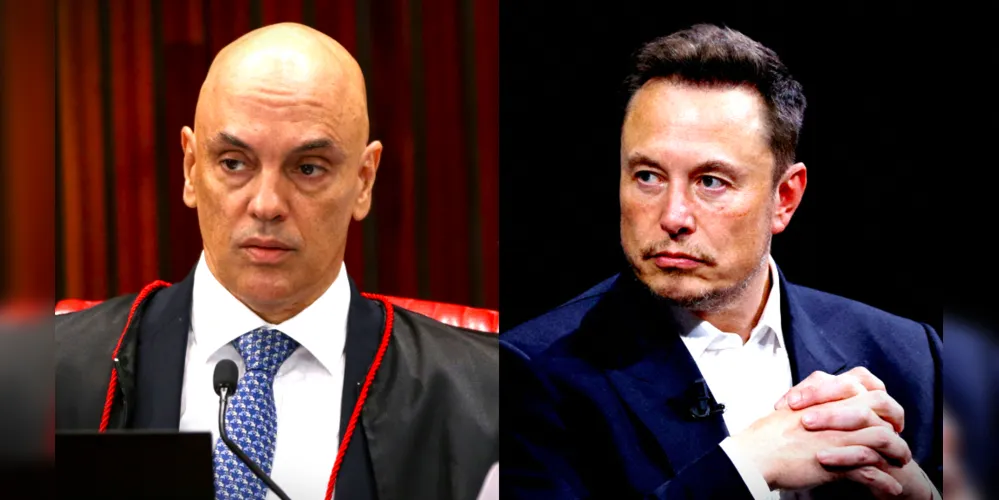 Alexandre de Moraes e Elon Musk, dono do 'X'