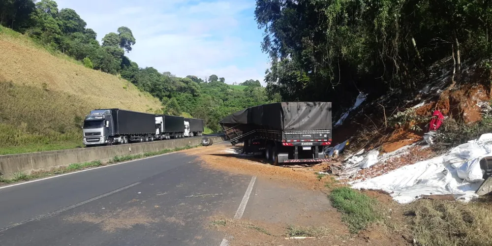 Imagem ilustrativa da imagem Caminhoneiro bate em barranco e morre na BR-376, em Tibagi