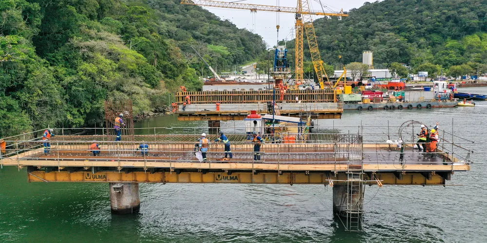 Dentro do cronograma, obras da Ponte de Guaratuba chegam a 22,6% de execução