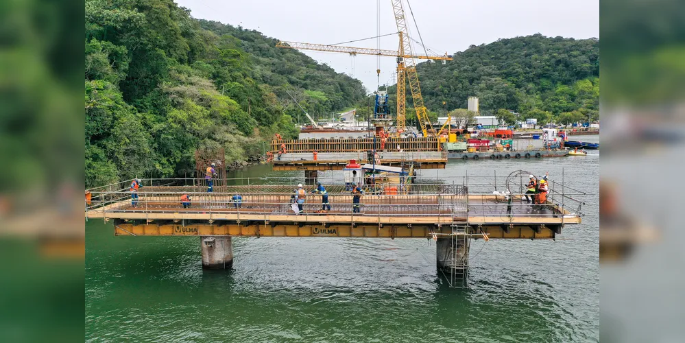 Dentro do cronograma, obras da Ponte de Guaratuba chegam a 22,6% de execução