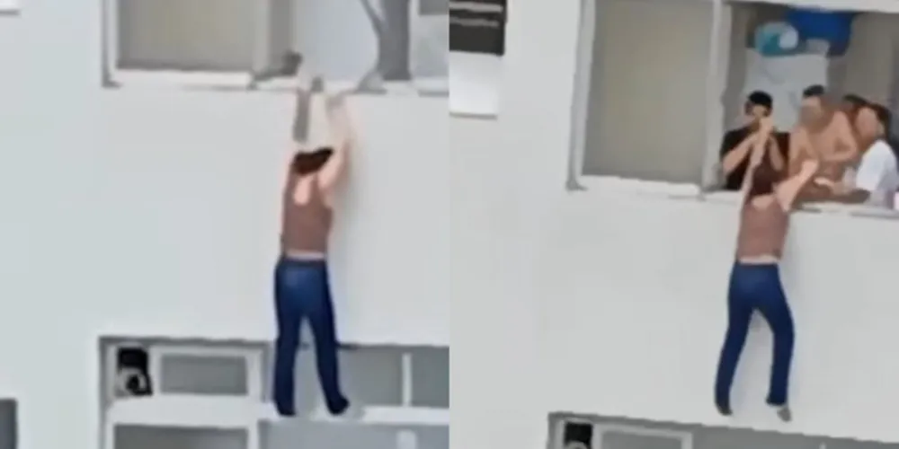 Moradores do apartamento onde ela havia caído ouviram os gritos de socorro dela e conseguiram puxá-la