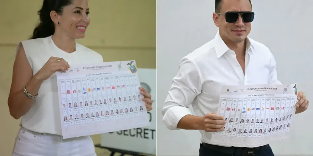 A esquerdista Luisa González disputa o segundo turno com o atual presidente Daniel Nobo