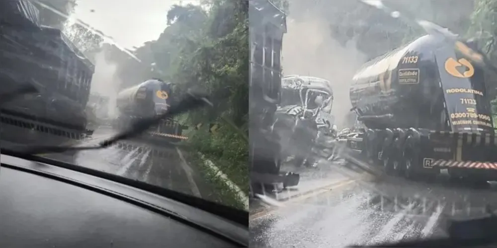 Acidente com o caminhão aconteceu no km 81 da rodovia, na Estrada da Ribeira