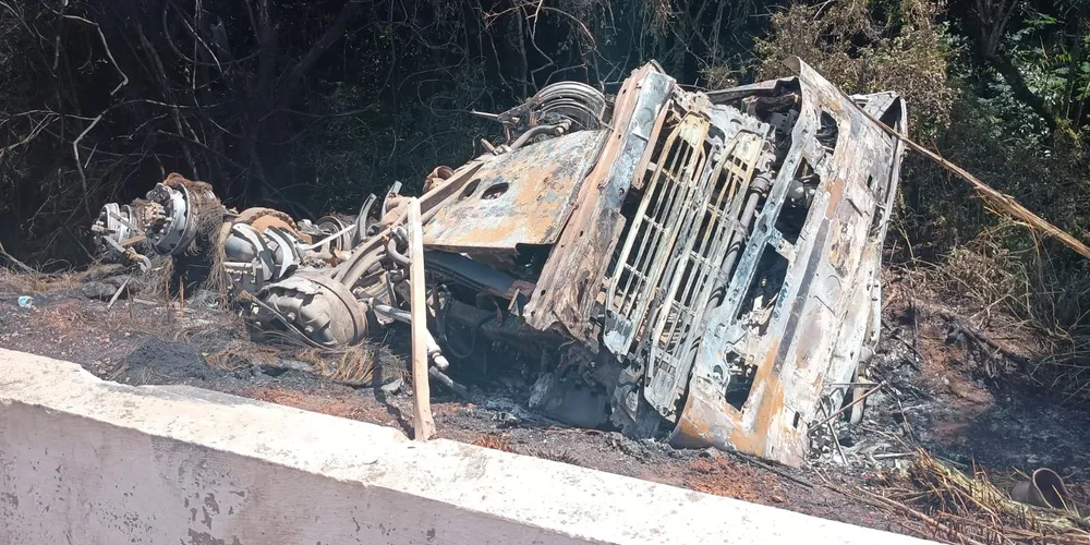 Veículo estava carregado com 32 toneladas de serragem