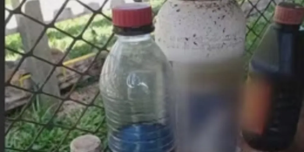 Veneno estava guardado em garrafa plástica transparente
