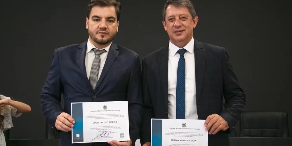 O vice eleito Motta Ribeiro (PSD) e o prefeito eleito Gerson Nunes (PSD) foram diplomados