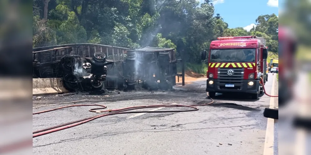 Caminhão incendiado tinha placas de Imbituva