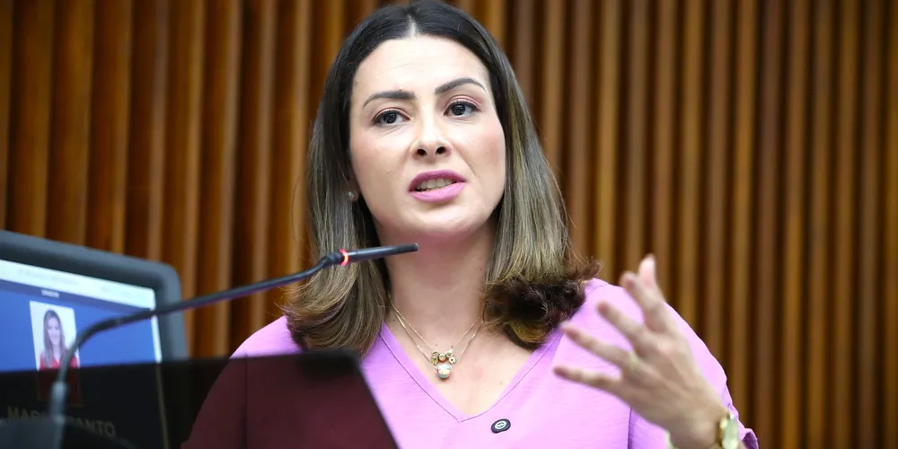 Mabel Canto durante comunicação parlamentar na Assembleia Legislativa