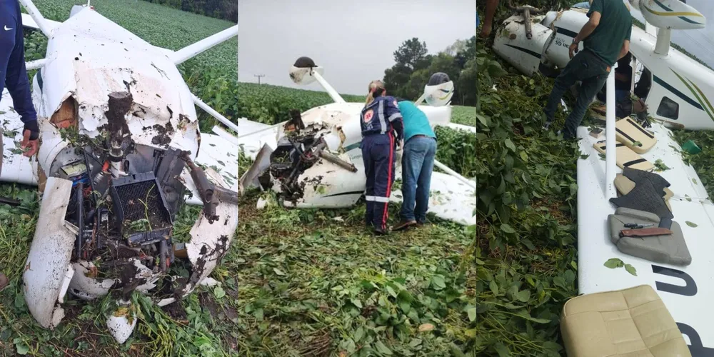 Pouso de emergência aconteceu em uma plantação de soja