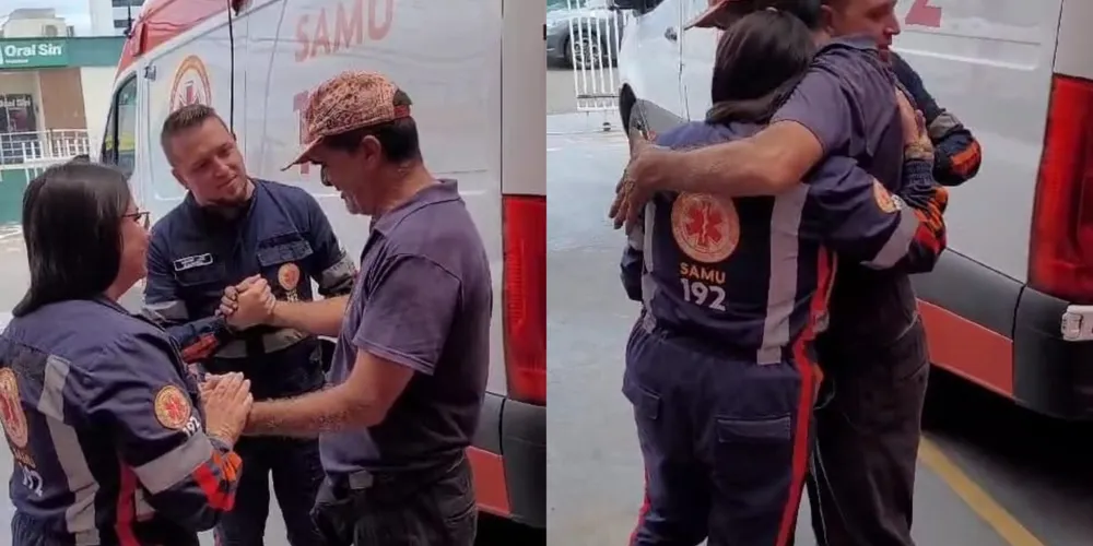 Valdemir procurou os socorristas para agradecer pessoalmente os profissionais, quatro dias após ser salvo