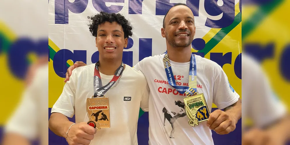 Kauê e o pai, Caio, foram campeões mundiais de capoeira