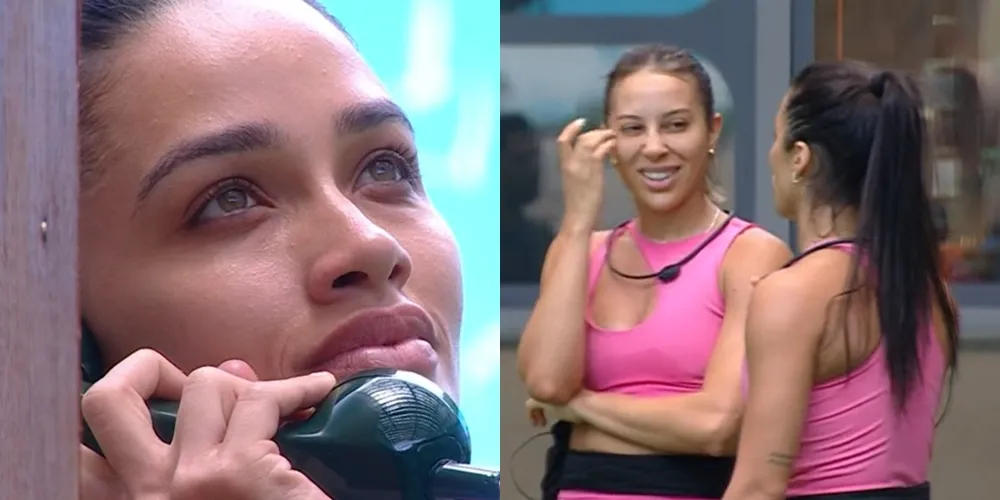 Eva e a amiga Renata no Big Fone do BBB 25