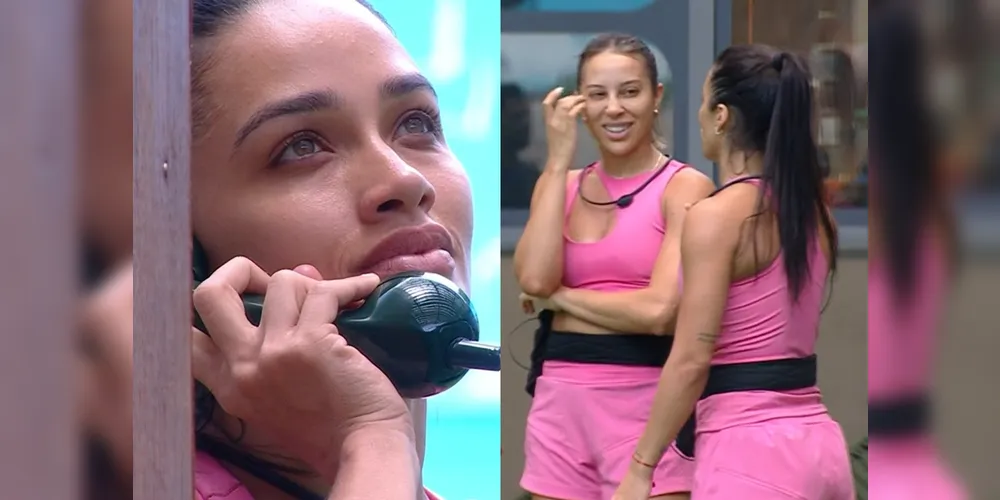 Eva e a amiga Renata no Big Fone do BBB 25