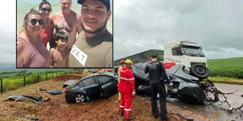 A família estava voltando de uma viagem quando o veículo em que estavam se envolveu em uma colisão frontal com outro carro